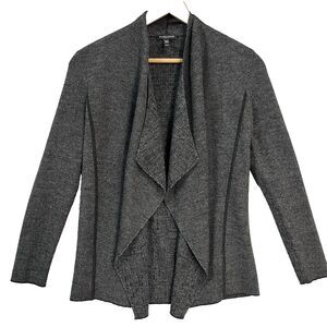 Eileen Fisher Women's Black/Gray‎ Merino Wool Open Front Jacket Blazer Sz Small
